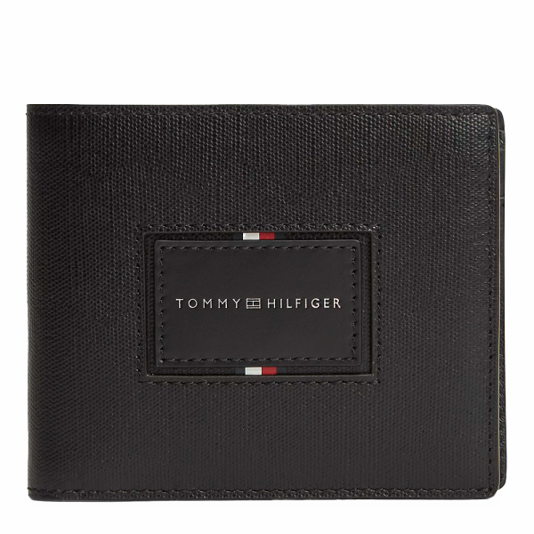 Tommy Hilfiger Portefeuille pliable en cuir grain - U Noir- Ref 76 €